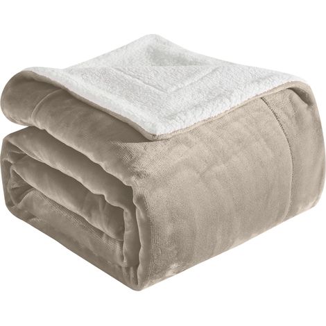 Couverture réversible ultra douce en flanelle Sherpa – Jeté de lit en molleton soyeux et confortable pour canapé, lit – Couverture d'hiver pelucheuse et chaude à offrir à un grand lit, (1/5)