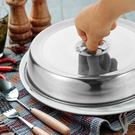 Lot de 2 couvercles à steak en acier inoxydable pour une circulation homogène de la chaleur, la fonte et la cuisson à la vapeur, pour la maison, le restaurant et l'hôtel (1/5)