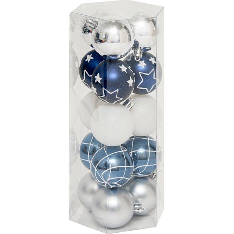 Déco de sapin Lot de 15 Boules de Noël D 5 cm - Bleu et Argent - Feeric Christmas (1/5)