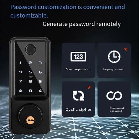Serrure de porte intelligente sans fil Tuya Smart avec reconnaissance d'empreintes digitales à distance, argent (1/4)