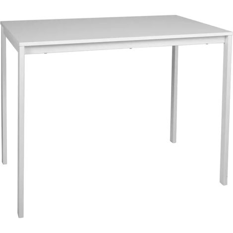 Table rectangulaire 100 cm avec plateau stratifié couleur blanc pieds blanc LANDRY (1/2)