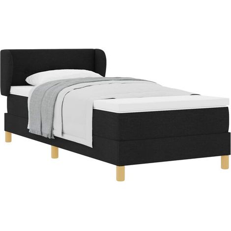 Matelas à ressorts avec sommier noir, dimensions 80 x 200 cm, revêtement en tissu. (1/5)