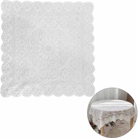 Nappe en dentelle blanche 60x60 cm, couverture de Table exquise pour fête, maison, cuisine, salon (1/5)
