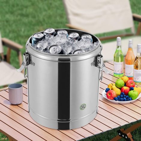 Thermobehälter, 30L Edelstahl Isoliert Eimer, Versiegelter isolierter Suppenbehälter mit Deckel und Griffe, isolierter Suppentransporter für Schulkantinen, Hotels, Restaurants, 34.538.5cm (1/5)