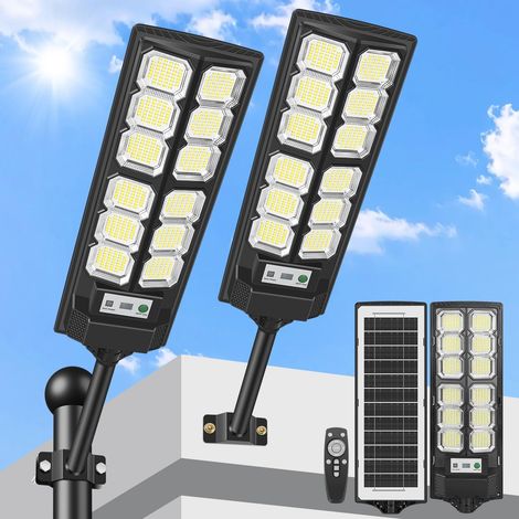 Lampadaire Solaire Exterieur,6500K LED Projecteur Solaire avec Détecteur de Mouvement,IP67 Étanche Puissant Lampadaire de Exterieur Spot Solaire Lumière de Sécurité pour Jardin/Chemin/Cour - 2 Pièces (1/5)