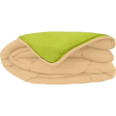 Couette bicolore Polyester Anis/Nude 200 x 200 cm - Gamme CALGARY (1/2)