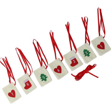 Calendrier de l'Avent Compte à Rebours 1 à 7 Rubans Rouges Déco de Noël Tradition Familiale (1/5)