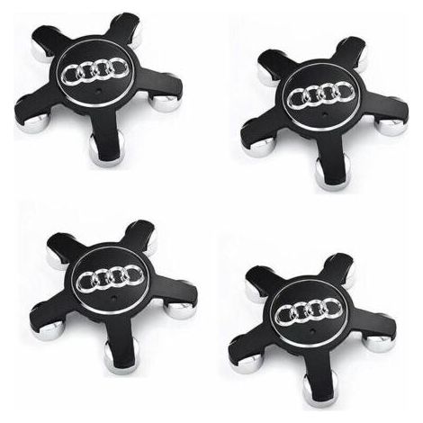 Kaelt - Jeu De 4 Caches-Moyeux 4f0601165 N Roue Emblème, Pour Enjoliveurs De 135 Mm Pour Audi (Noir).. (1/4)