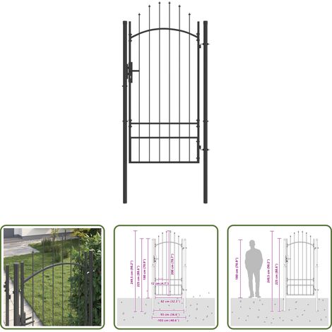 vidaXL Porte de jardin en métal - Porte de Jardin avec verrouillage Gris 200 x 100 cm Acier (1/5)