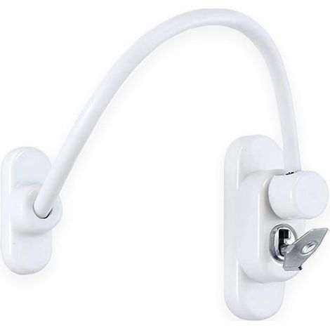 Filiyano – câble de 20 cm – Limiteur d'ouverture de fenêtre blanc verrouillable avec clé, câble de 20 cm limitant l'ouverture de la fenêtre à 100 mm (1/2)