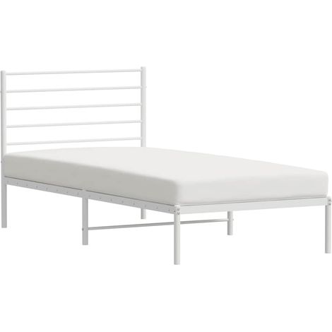 vidaXL Giroletto con Testiera Metallo Bianco 100x200 cm (1/5)