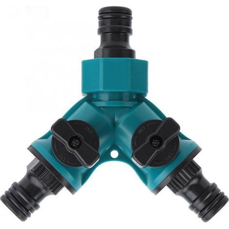 Vanne 2 Voies Pour Tuyaux d'Arrosage Tuyau d'Arrosage Quick Connector Distributeur Régulation d'Eau 2 Voies Vanne d'Arrêt Separateur Tuyau d'Arrosage 2 Voies Pour Robinet 3/4 Pouce Connecteur (1/4)