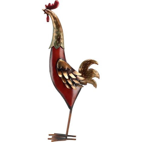 Sculpture Coq en Fer Décorative Design Creux Peinture Cuisson Haute Température Intérieur Extérieur Jardin (1/5)