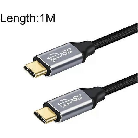 Câble USB-C - 1 m, 10 Gbit/s, mâle-mâle, pour la charge et le transfert de données - (1/2)