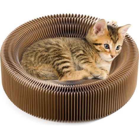 Panier Griffoir Chat - Carton Alvéolaire Haute Densité - 50 cm Diamètre - Pliable Portable - Pour Canapé Intérieur - 1 Pièce (1/5)