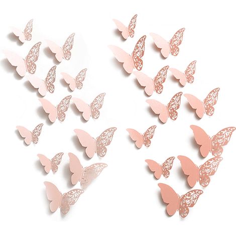 Papillon Mural 3D - Décalcomanie Murale Papillons en Papier Brillant - Pour Chambre Enfant Salon Mariage Fête Anniversaire - Lot de 48 Pièces (1/5)