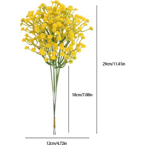 Fleurs Artificielles Gypsophile - 29 x 12 cm - Décoration Intérieure Extérieure pour Mariages, Maisons, Hôtels - Lot de 6 (1/4)