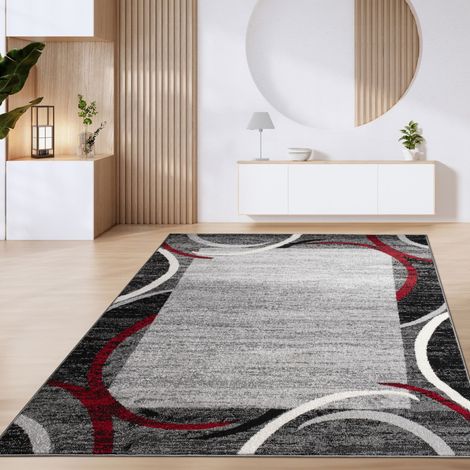 Paco Home Teppich Wohnzimmer Kurzflor Marokkanische Kreis Und Bordüren Muster Modern 80x150 cm, Rot 3