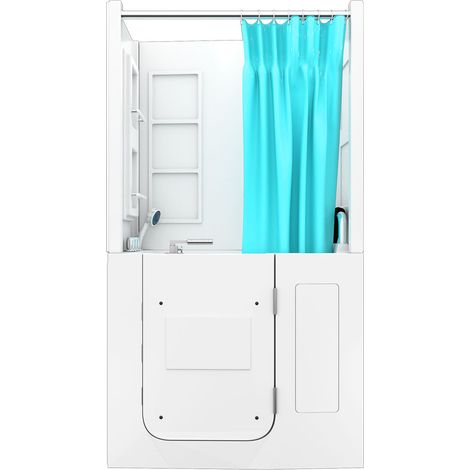 Seniorendusche und Sitzwanne Kombination Wanne mit Tür S08D-TH-B-R 110x68x205cm (1/5)