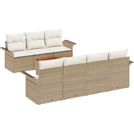 Garden Sofa Set with Cushion 8 pcs Beige Poly Rattan vidaXL (1/5)