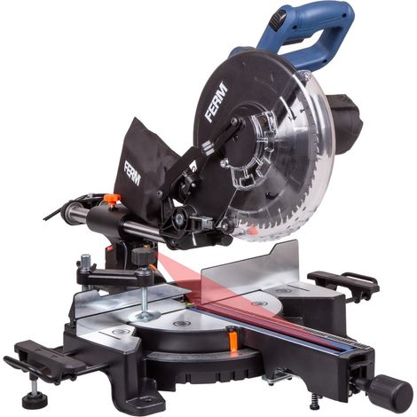 FERM Troncatrice radiale 1900W, diametro Ø254 mm con Guida Laser. Include lama 60T TCT, estensioni da tavolo, morsetto e sacchetto di raccolta polvere (1/5)