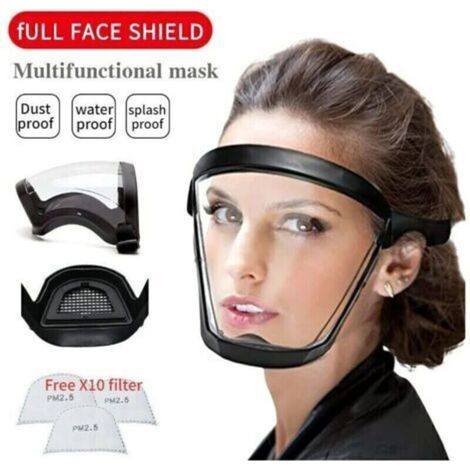 Kaelt - NALOOKAMIC 2pcs Masque facial transparent Bouclier intégral Lunettes de sécurité Masque de protection des yeux Coupe-vent Anti-poussière Casque intégral anti-éclaboussures (1/4)