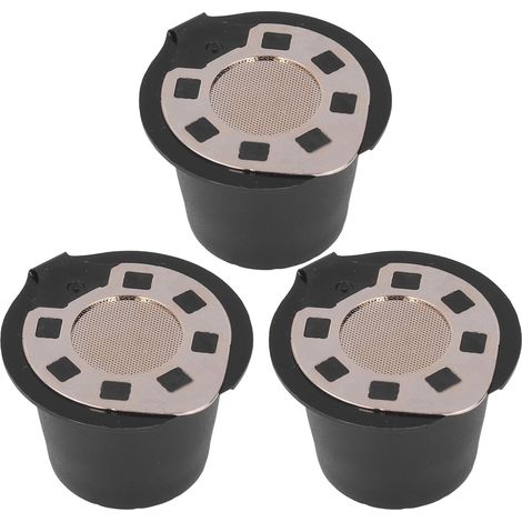 Capsules de café 50 ml avec cuillère, goupillon et filtre réutilisable en acier inoxydable plaqué or, compatibles Nespresso. (1/5)