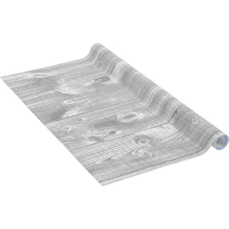 Papier adhésif Planches Gris Aspect bois Gris 45 cm x 3 m Épaisseur 95μ Film autocollant pour meuble et cuisine film décoratif papier peint PVC sans phtalates Fabriqué en UE (1/5)