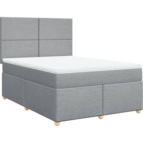 Maison Exclusive - Cama box spring con colchón tela gris claro 14