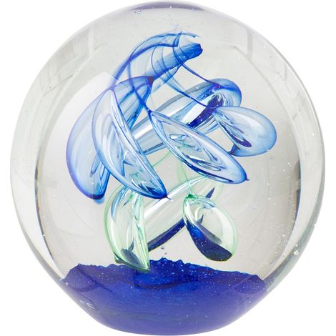 Presse-Papier en Verre "Abstrait" 12cm Bleu