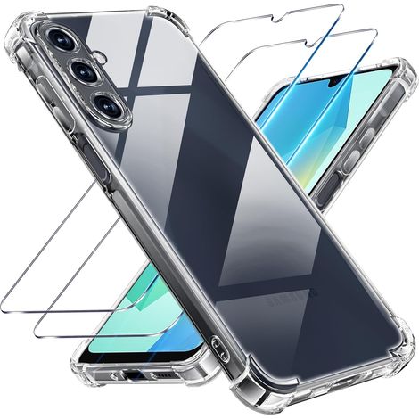 3 en 1 Coque et Verre Trempé pour Samsung Galaxy A16 5G,[Coussin d'air Intégré] Anti-Jaunissement Souple TPU Bumper Coque Protection pour a16 Samsung 5g, Transparente (1/5)