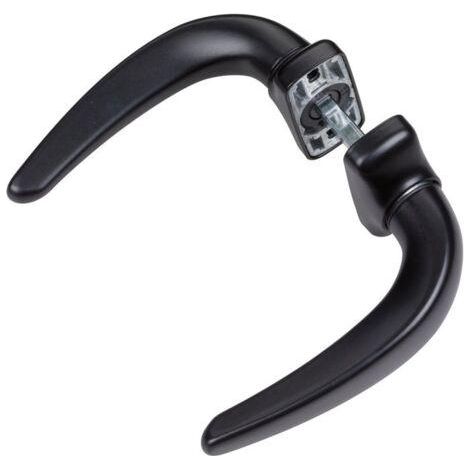 Fapim – Poignée de porte carrée 8 mm – Noir – Entraxe 43 à 50 mm – Épaisseur 40 à 55 mm – Rosace cache-vis ressort (1/2)