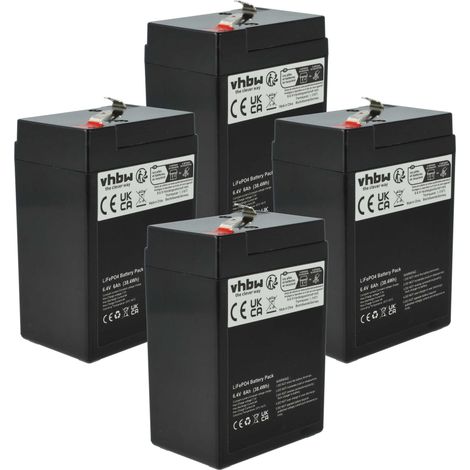 vhbw 4x Akku Bordbatterie für Wohnwagen, Boot, Camping, Wohnmobil (6 Ah, 6,4 V, LiFePO4)