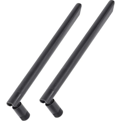2 antennes Wi-Fi double bande 5,8 GHz/2,4 GHz, gain de 10 dBi, omnidirectionnelles, connecteur SMA