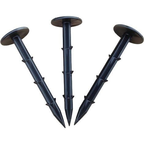 50 Piquets de Jardin pour la Fixation des Tissus Anti Mauvaises Herbes Plastique Noir Piquet de Terre pour Toile de Paillage 20cm