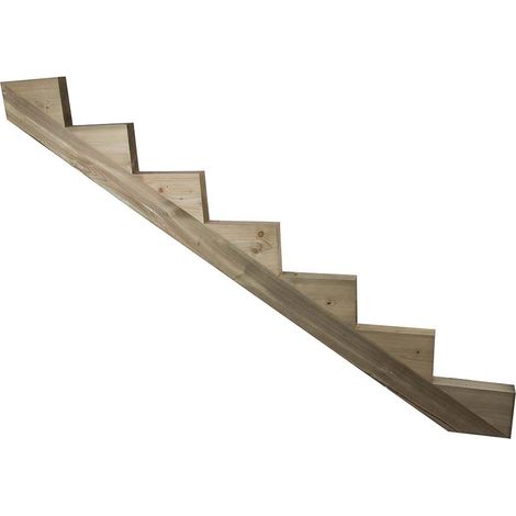 Limon 7 Marches Escalier Pin Traite - Escalier Extérieur - Pré-entaillé