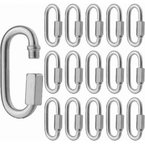 Packung mit 16 M5-Schnellverschlusskarabinern, Mini-Schraubkarabiner aus Edelstahl 304 in D-Form für Wandern, Camping, Indoor- und Outdoor-Zubehör (1/4)