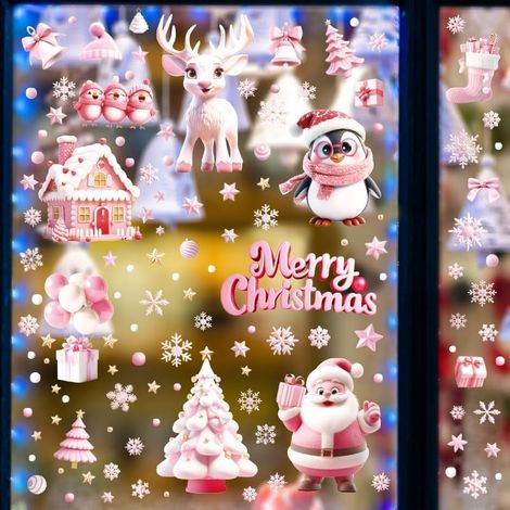 NoëL Flocon de Neige Autocollants Fenêtre, Fenetre Stickers DIY Amovibles PVC Réutilisables Autocollant Fenetre pour Deco NoëL Intérieur (1/5)