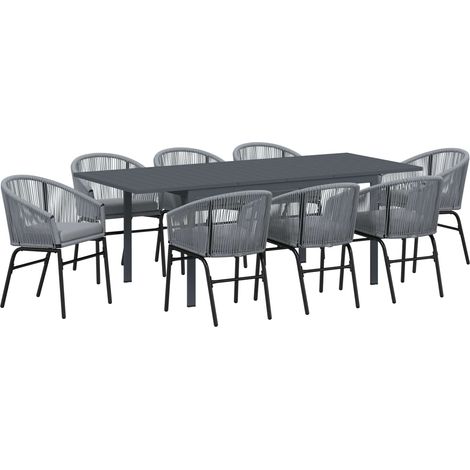 Maison Exclusive - Garten Essgruppe 9 pcs Grau Poly-Rattan