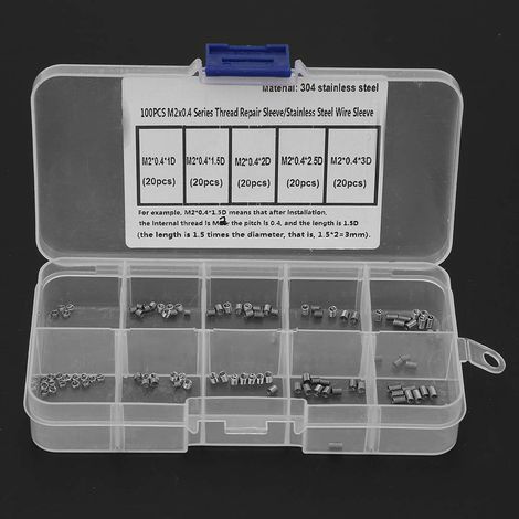 100 inserts filetés en acier inoxydable, manchons de réparation vis (1/5)