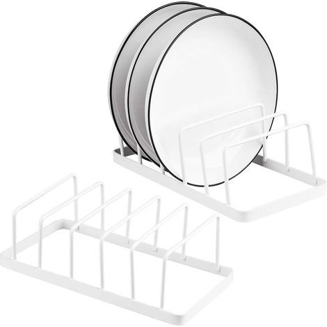 Set mit 2 multifunktionalen Geschirrabtropfgestellen aus Stahllegierung für die Küche (1/5)
