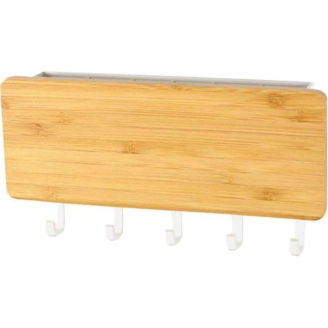 Porte-clés/rangement de lettres, organisateur de porte, crochets muraux, bois foncé-White Hook