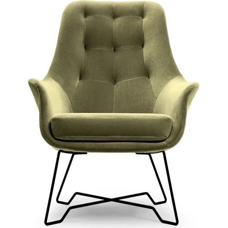 LUCAS - Fauteuil en tissu chiné - Vert