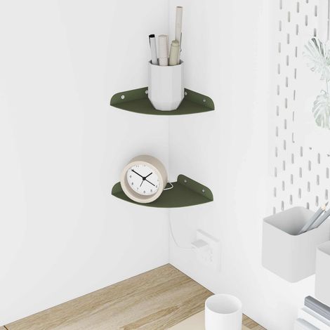 vidaXL Étagère flottante avec étagère 2 pcs Vert olive 15 x 15 x 2 cm (1/5)