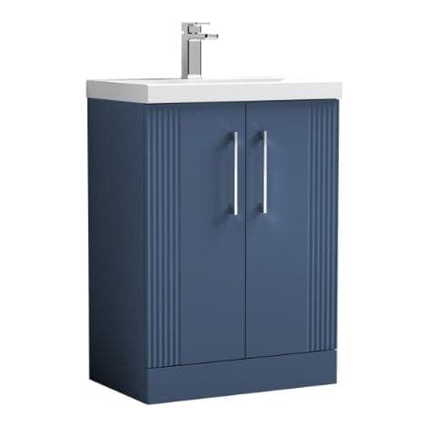 Nuie Deco Satin Blue 600mm 2 Door Vanity Unit and Mid Edge Ceramic Basin - DPF325A (1/5)