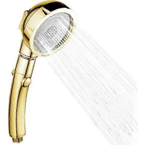Pommeau de douche universel à main, 3 jets, économique en eau, avec fermeture chromée et pommeau amovible pour salle de bain, couleur or. (1/5)