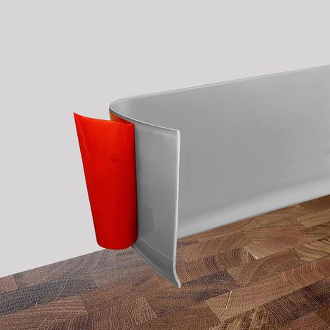 Plinthe Souple Autoadhésive PVC 6 mètre, Plinthe Adhesive -10cm de large -2 mm d'épaisseur, Plinthe Corniere Bande Décorative pour Cuisine et salle de bain Gris (1/5)