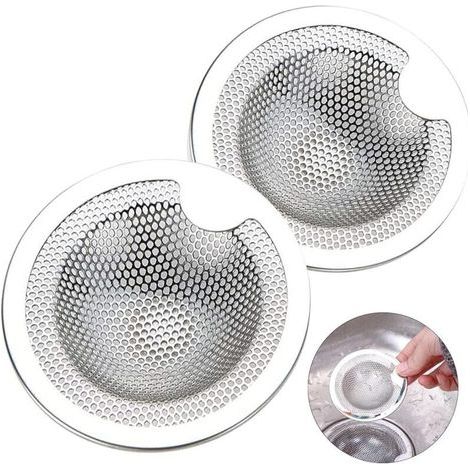 2PCS Filtre à Évier en Acier Inoxydable Filtre Evier Cuisine Filtre de Vidange INOX Crépine d'Évier Grille Evier Cuisine pour Evier de Cuisine, Salle de Bain, Lavabo, Baignoires (1/4)