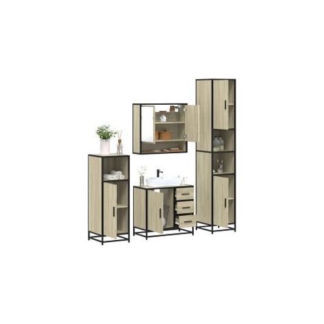 Ensemble meubles salle de bain 4 pcs chêne fumé bois ingénierie (1/5)
