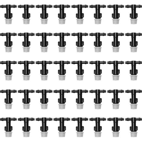 Gris,40 Pièces Buse d'atomisation avec Joints en Té, Brume Arrosage T Joints, T Type Atomisant Buse, Brume Arrosage T Joints pour Parterres de Fleurs, Jardins, Pelouse à Plante (1/5)
